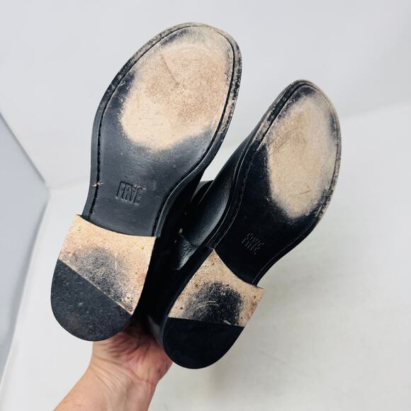 Frye Leather Moto Harness Biker Boots Black Ankle Zip Pull-On Style Size 6.5B - Picture 6 of 11